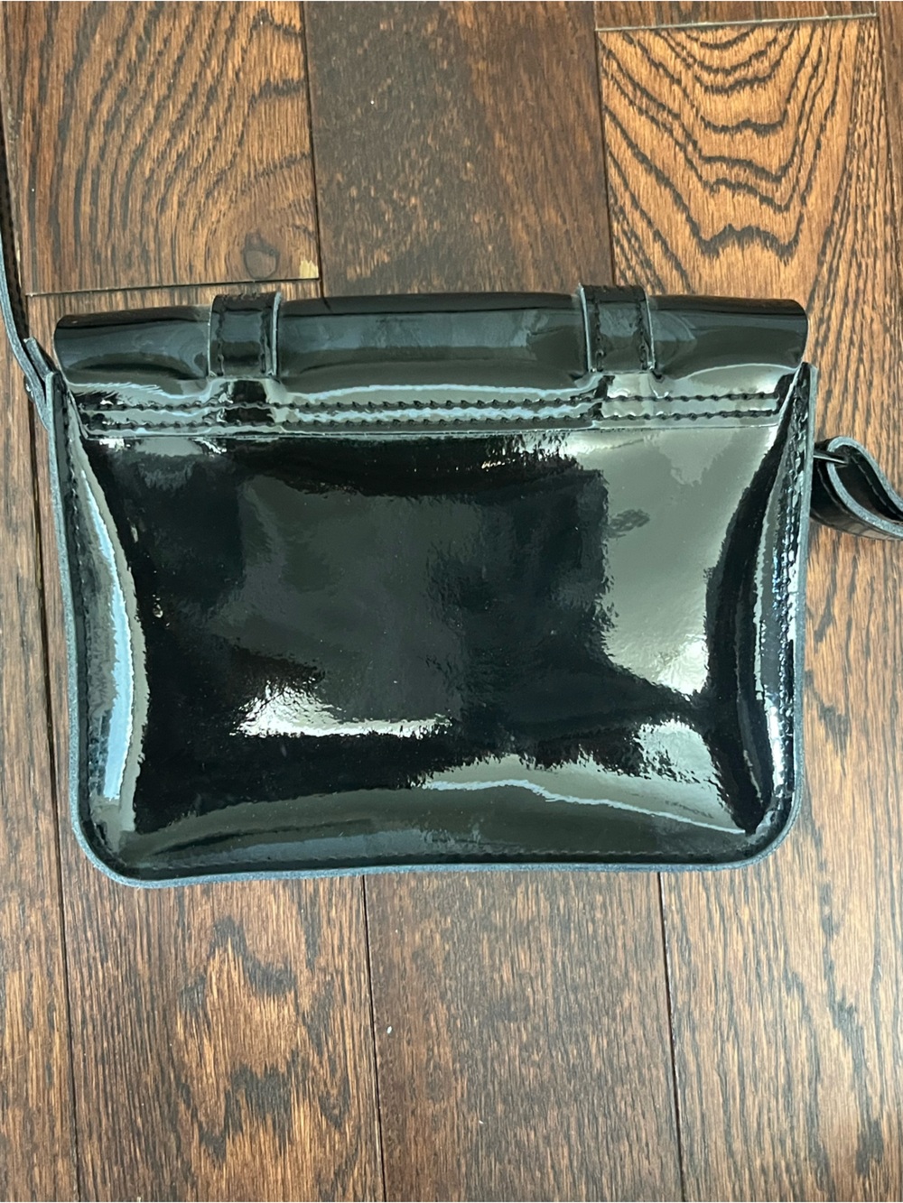 Dr Martens Black Patent Crossbody Bag with Neon Yellow Tassel - Picture 8 of 13